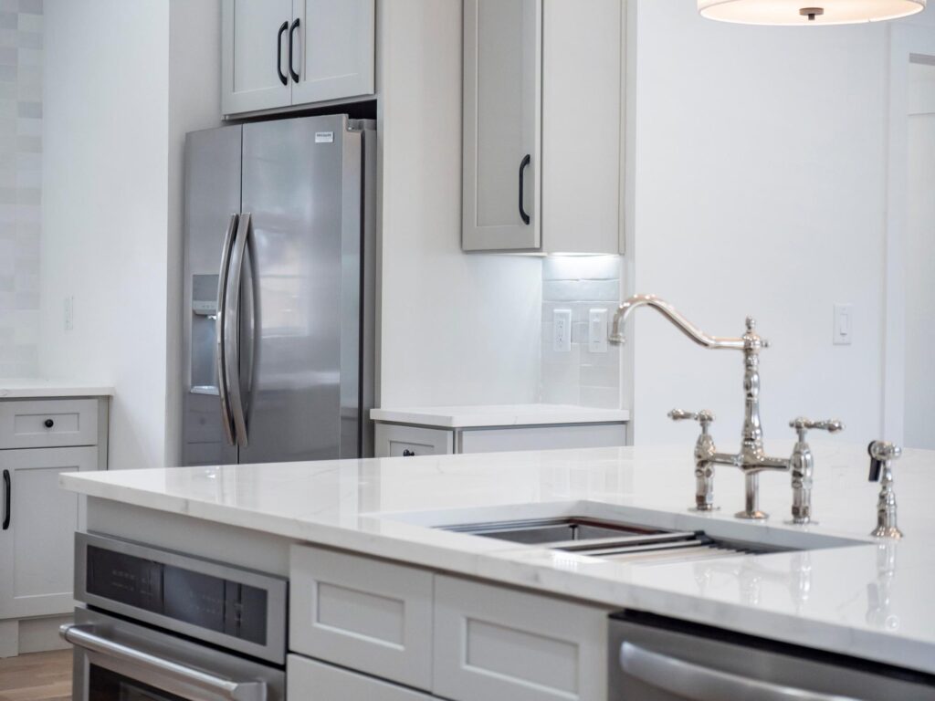 Kitchen island in a whole-home renovation by VIBE Luxury Homes in Amberidge, Atlanta