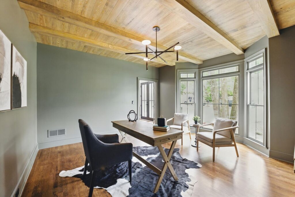 Study in a custom home built by VIBE Luxury Homes in Asbury Park, Atlanta
