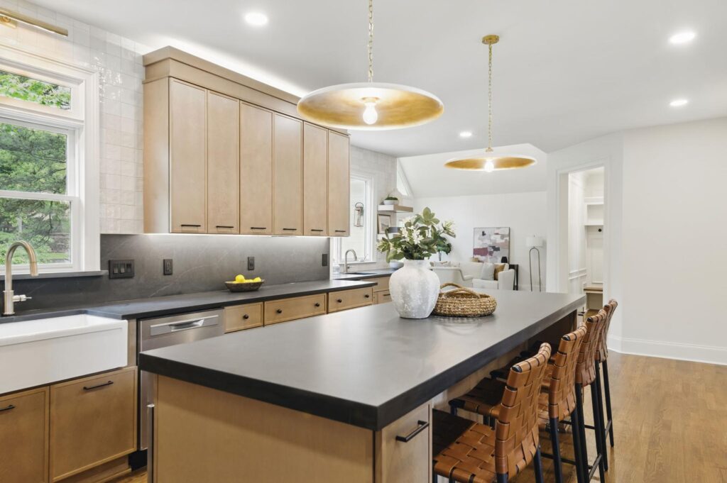 Kitchen island in a custom home built by VIBE Luxury Homes in Asbury Park, Atlanta