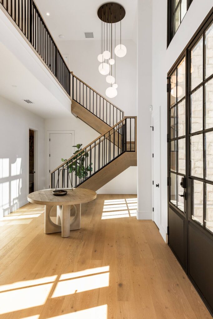 Entry staircase in a custom home built by VIBE Luxury Homes in Brookhaven, Atlanta