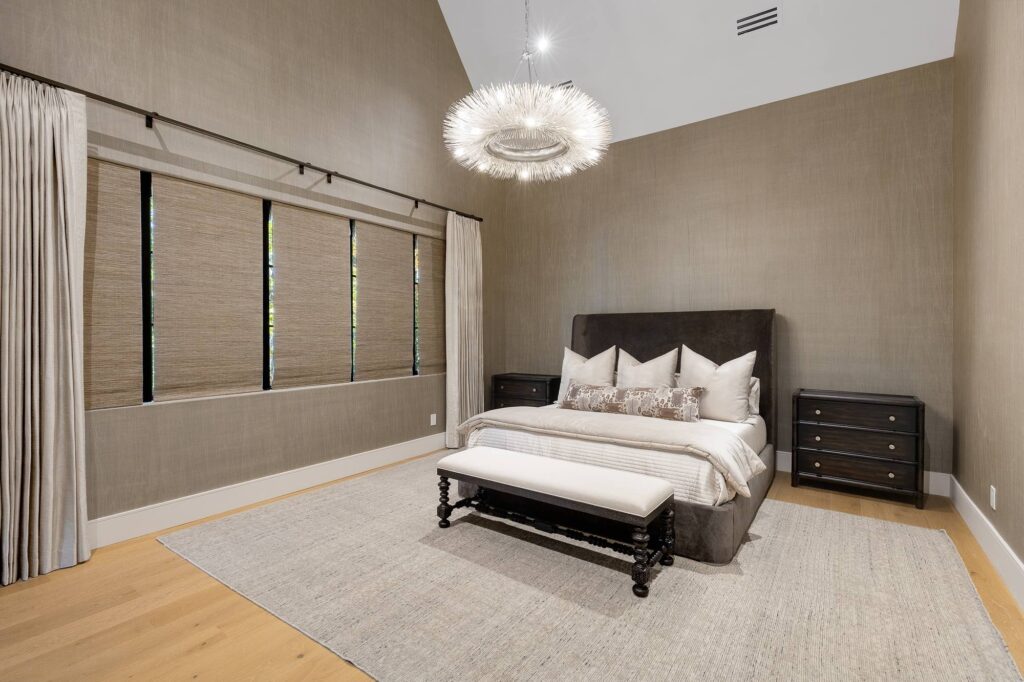 Primary bedroom in a custom home built by VIBE Luxury Homes in Brookhaven, Atlanta