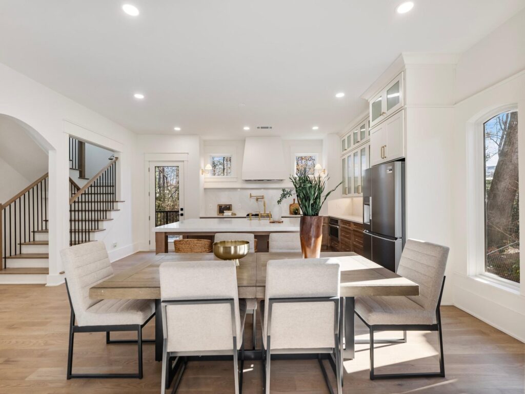 Dining room in a custom home built by VIBE Luxury Homes in Sexton Woods, Chamblee