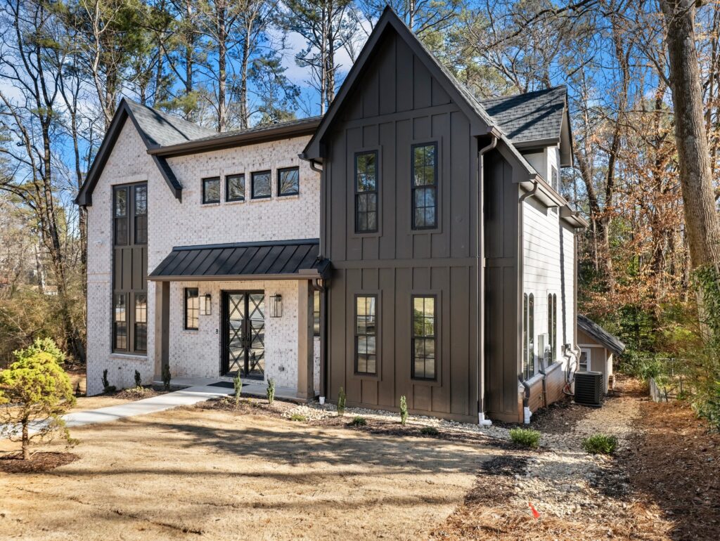 Front elevation of the Sexton Woods custom home in Chamblee