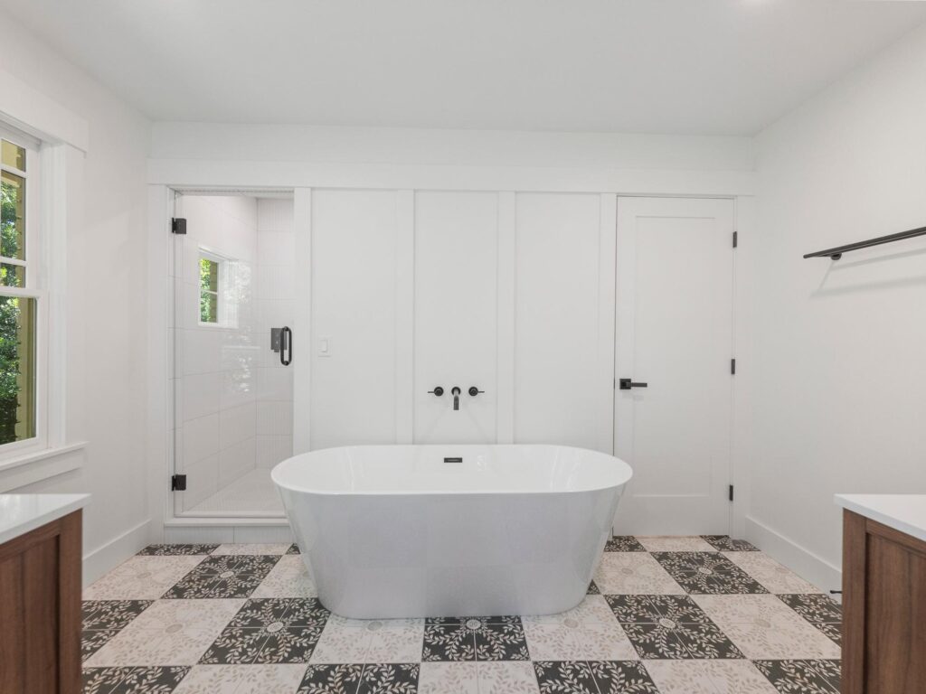 Primary bathroom in a whole-home renovation by VIBE Luxury Homes in the Sherbrooke neighborhood, Atlanta