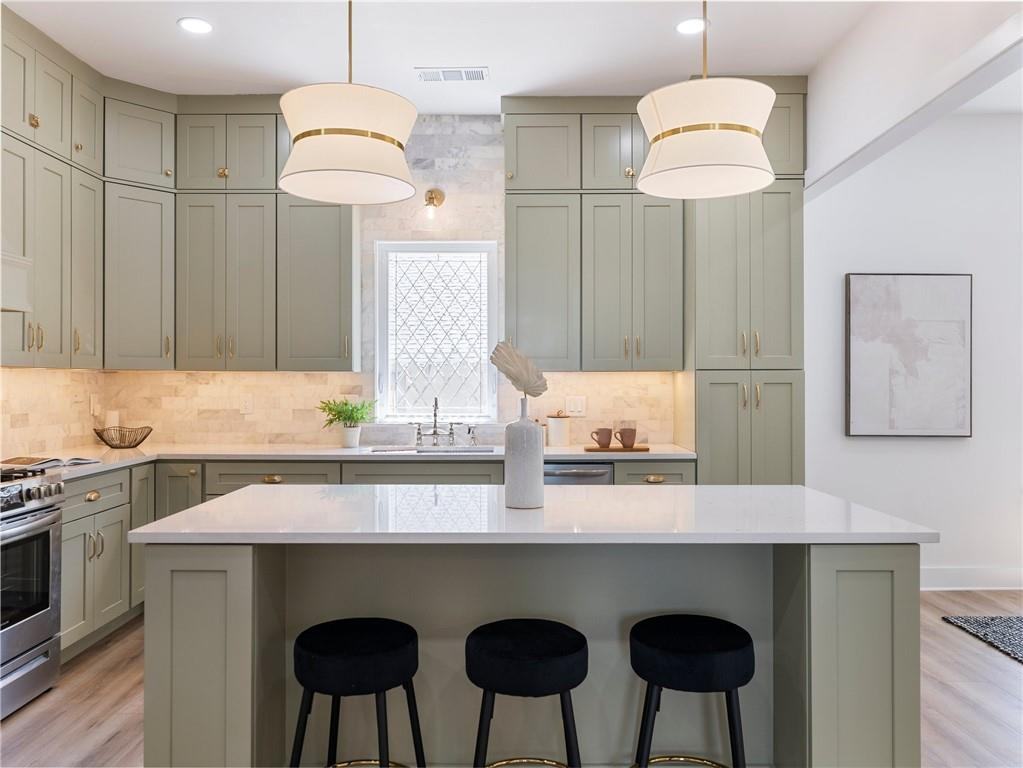 Kitchen in a bungalow renovation by VIBE Luxury Homes in Atlanta’s West End