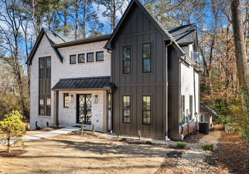 Front elevation of the Sexton Woods custom home in Chamblee